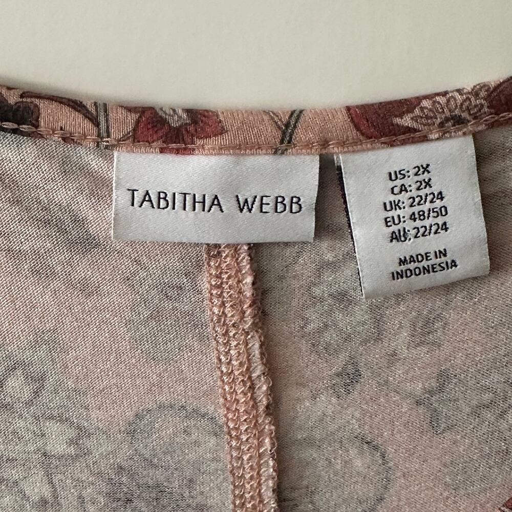 Tabitha Webb Knit Top Womens Size 2X Pink Paisley Floral V-Neck 3/4 Sleeve ee - Picture 5 of 8